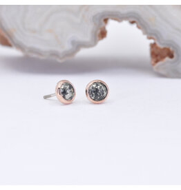 BVLA 3mm Cup Threadless End 14k Rose Gold Pyrite Cab