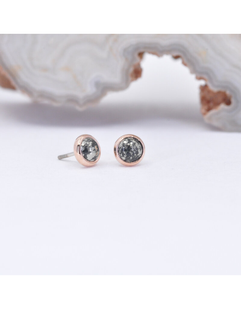 BVLA 3mm Cup with Pyrite Cabochon in 14k Rose Gold Threadless Ends