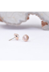 BVLA 3mm Cup with Rutilated Quartz Cabochon in 14k Rose Gold Threadless Ends