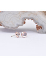 BVLA 3mm Cup with White Moonstone Cabochon in 14k Rose Gold Threadless Ends