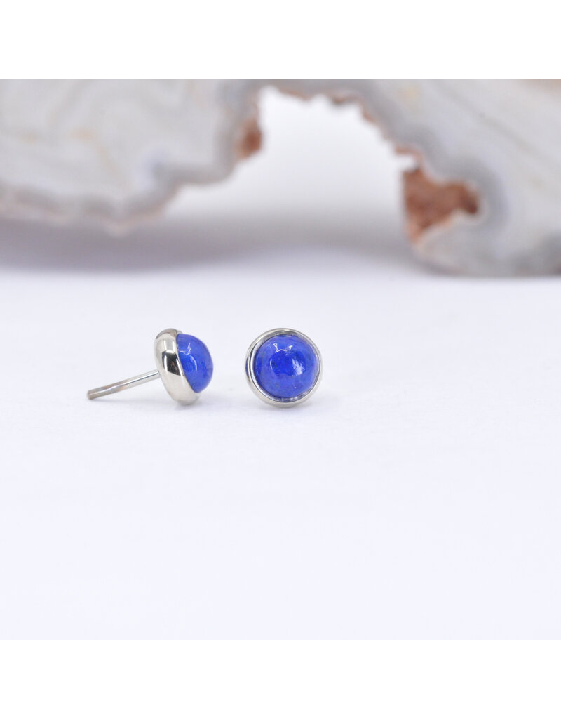 BVLA 3mm Cup with Lapis Cabochon in 14k White Gold Threadless Ends