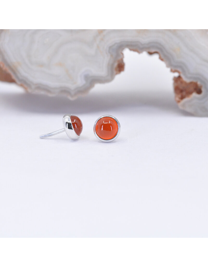 BVLA 3mm Cup with Carnelian Cabochon in 14k White Gold Threadless Ends