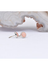 BVLA 3mm Cup with Pink Coral Cabochon in 14k White Gold Threadless Ends