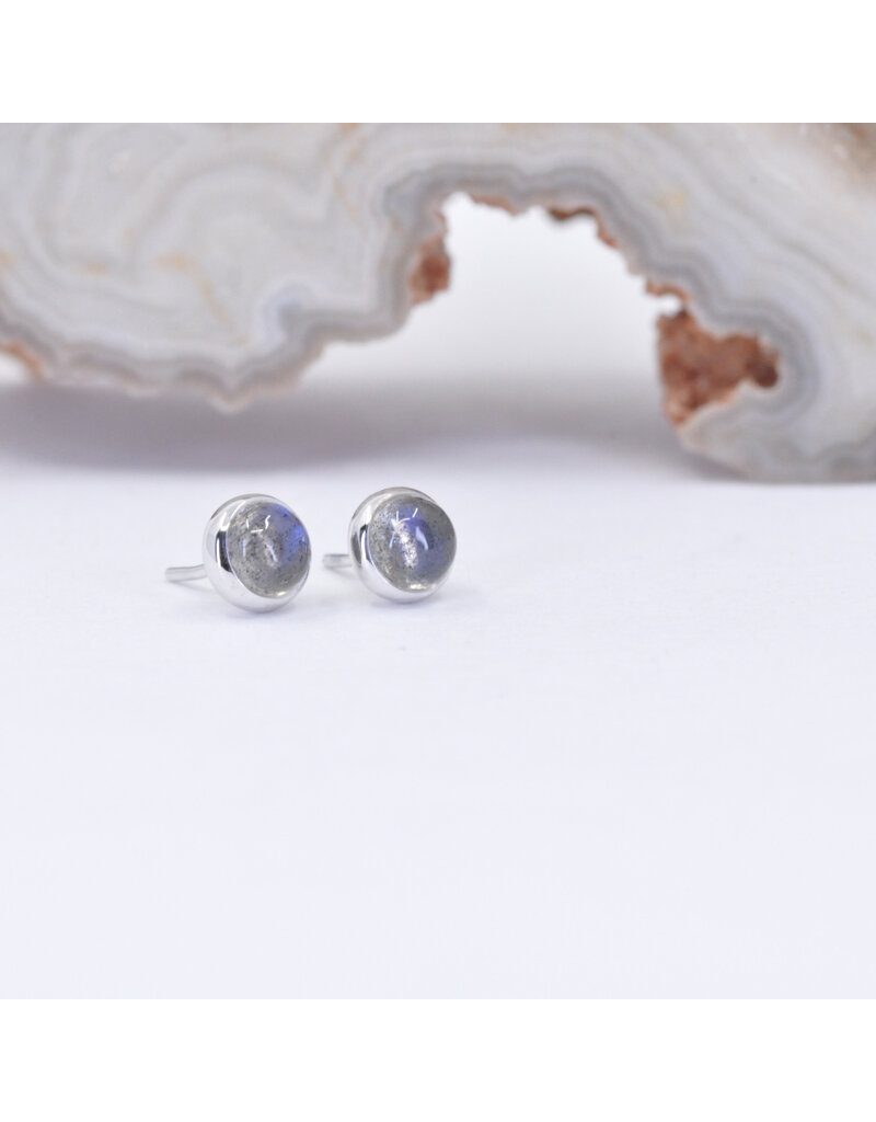 BVLA 3mm Cup with Labradorite Cabochon in 14k White Gold Threadless Ends