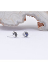 BVLA 3mm Cup with Labradorite Cabochon in 14k White Gold Threadless Ends
