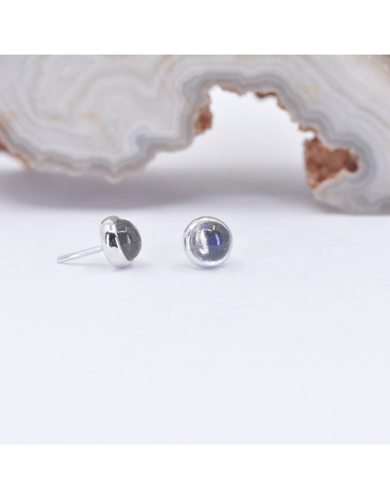 BVLA 3mm Cup with Labradorite Cabochon in 14k White Gold Threadless Ends