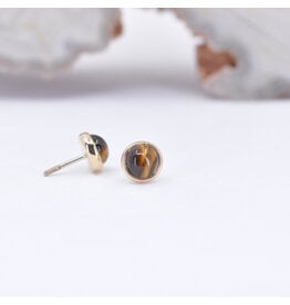 BVLA 3mm Tigers Eye Yellow Gold Threadless Ends