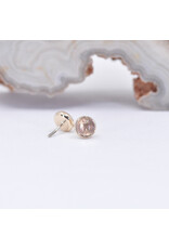 BVLA 3mm Cup with Oregon Sunstone Cabochon in 14k Yellow Gold Threadless Ends