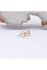 BVLA 3mm Cup with Rutilated Quartz Cabochon in 14k Yellow Gold Threadless Ends