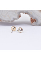 BVLA 3mm Cup with Rutilated Quartz Cabochon in 14k Yellow Gold Threadless Ends