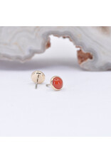 BVLA 3mm Cup Threadless End 14k Yellow Gold Red Coral Cab