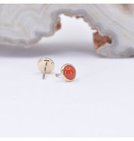 BVLA 3mm Red Coral Yellow Gold Threadless Ends