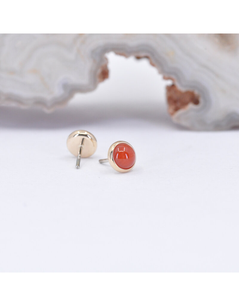 BVLA 3mm Cup with Red Coral Cabochon in 14k Yellow Gold Threadless Ends