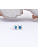 BVLA 5mm Mini Kandy with Faceted Synthetic Black Opal in 14k White Gold Threadless Ends