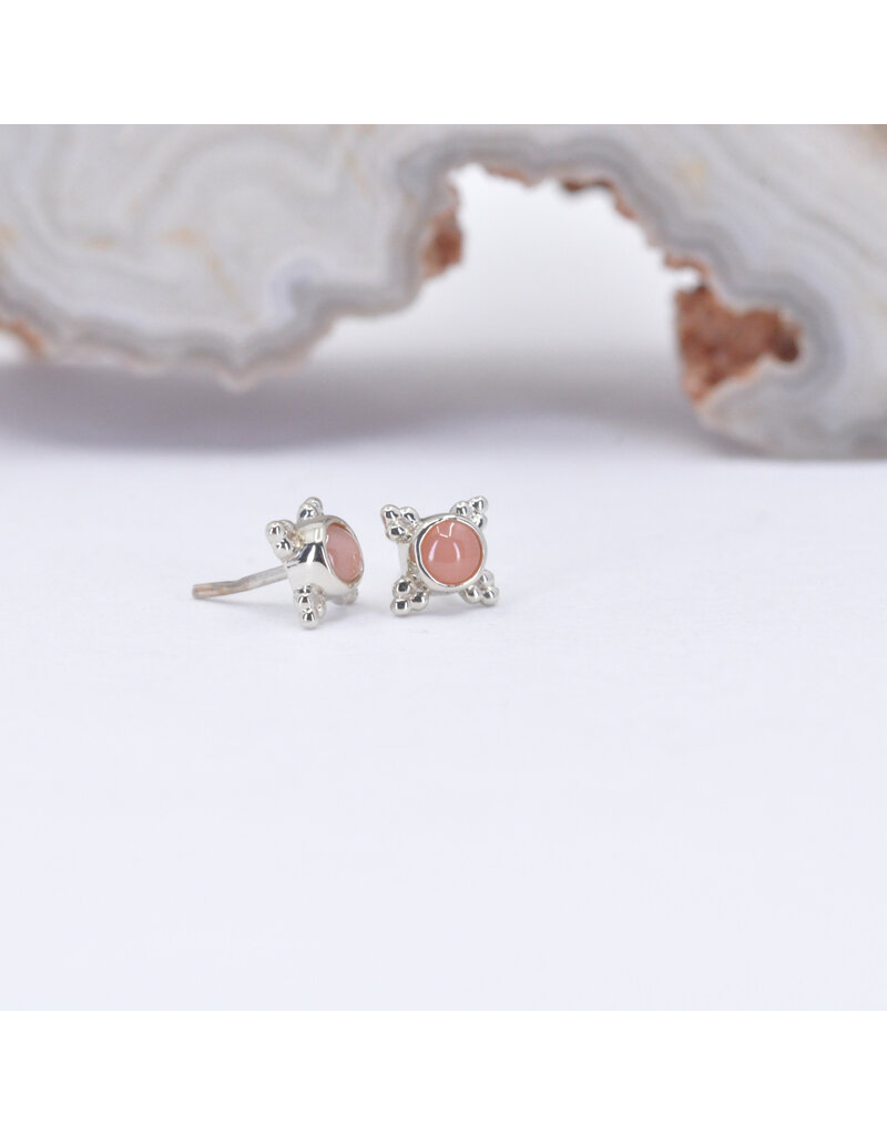 BVLA 5mm Mini Kandy with Pink Coral Cabochon in 14k White Gold Threadless Ends