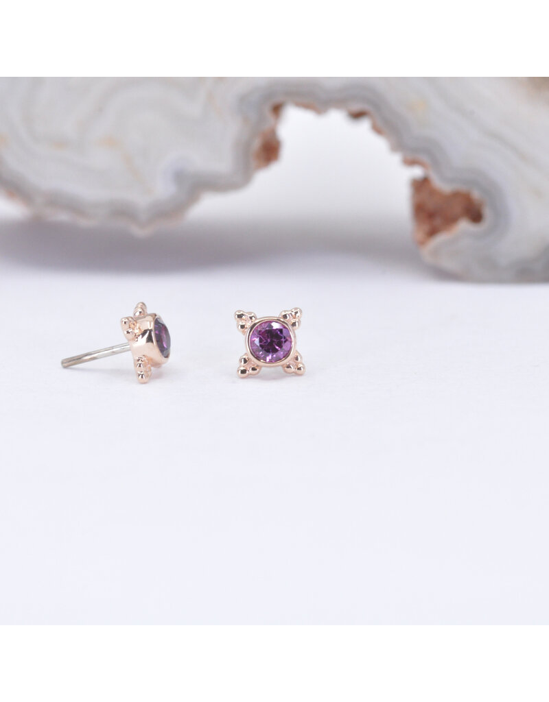BVLA 5mm Mini Kandy with Faceted Rhodolite Garnet in 14k Rose Gold Threadless Ends