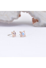 BVLA 5mm Mini Kandy with Faceted Rainbow Moonstone in 14k Rose Gold Threadless Ends