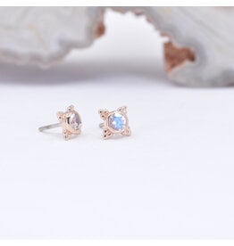 BVLA 5mm Mini Kandy Threadless End 14k Rose Gold Faceted Rainbow Moonstone