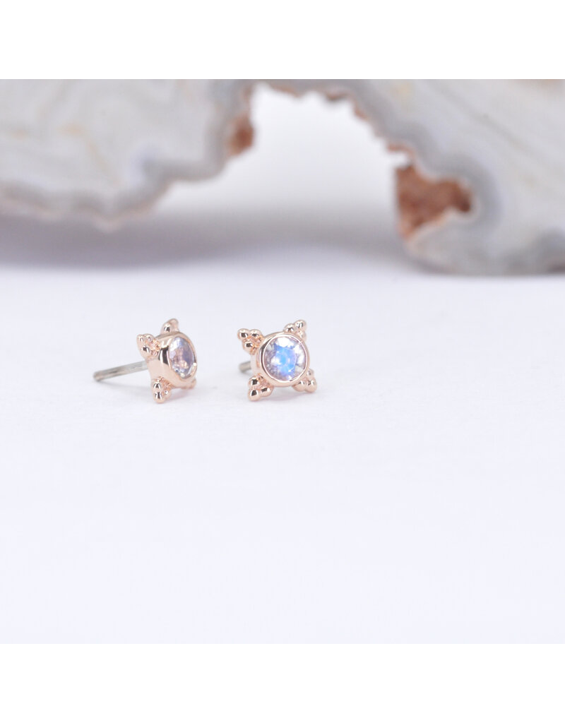 BVLA 5mm Mini Kandy with Faceted Rainbow Moonstone in 14k Rose Gold Threadless Ends