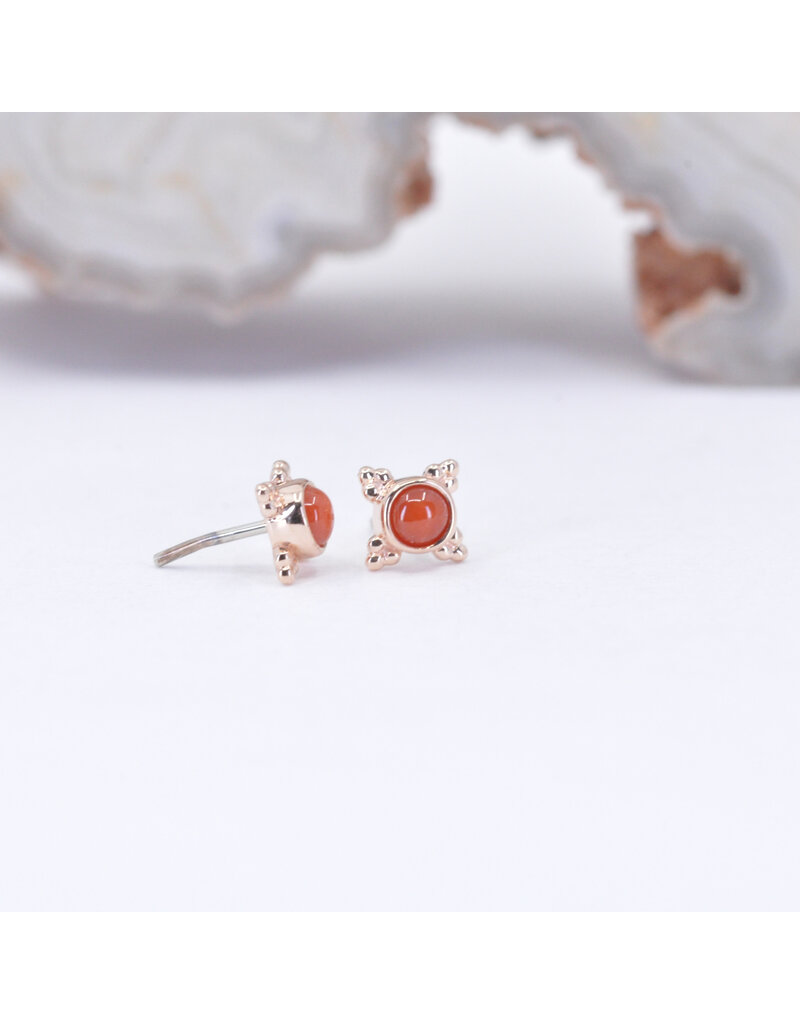 BVLA 5mm Mini Kandy with Red Coral Cabochon in 14k Rose Gold Threadless Ends
