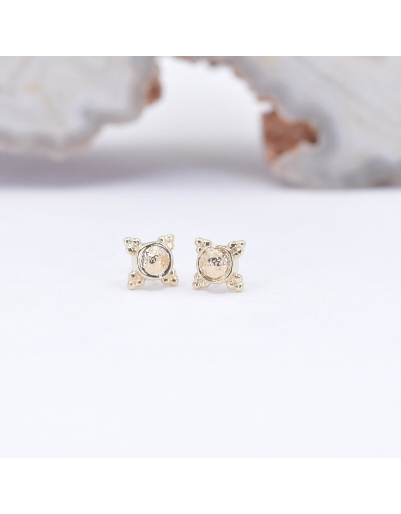 BVLA 5mm Mini Kandy with Hammered Gold Bead in 14k Yellow Gold Threadless Ends