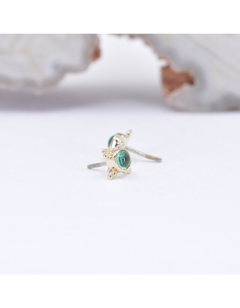 BVLA 5mm Mini Kandy with Grade AA Emerald Cabochon in 14k Yellow Gold Threadless Ends