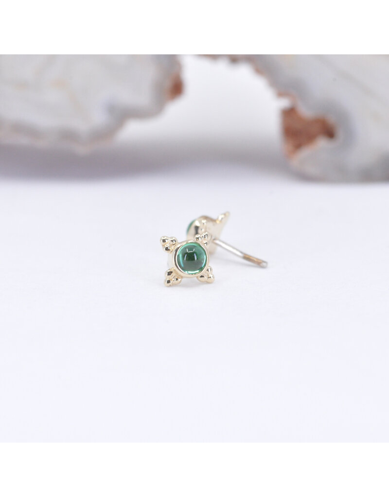 BVLA 5mm Mini Kandy with Grade AA Emerald Cabochon in 14k Yellow Gold Threadless Ends