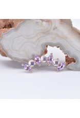 BVLA Sara with Light Amethyst and Rainbow Moonstone Cabochon in 14k Rose Gold 16g Threaded End by BVLA!