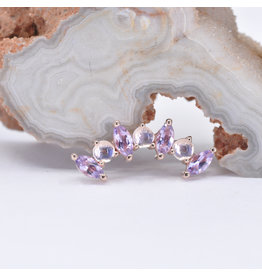 BVLA Sara Light Amethyst & Moonstone Rose Gold 16g Threaded End
