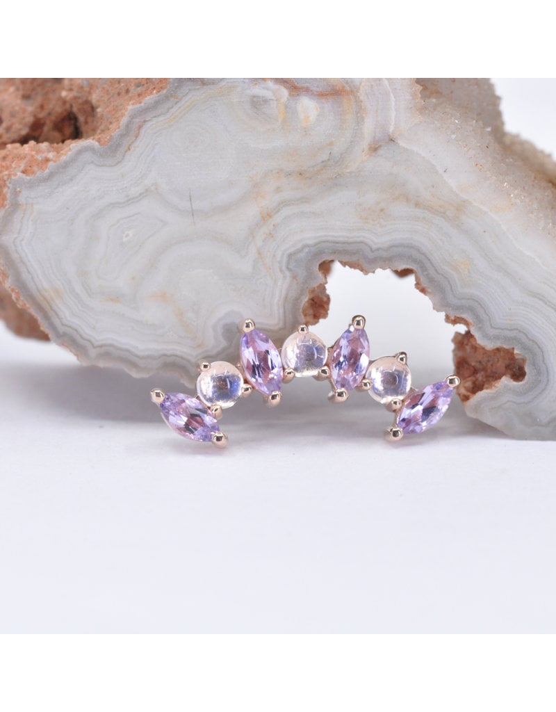 Sara with Light Amethyst and Rainbow Moonstone Rose Gold