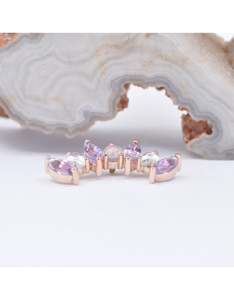 BVLA Sara with Light Amethyst and Rainbow Moonstone Cabochon in 14k Rose Gold 16g Threaded End by BVLA!