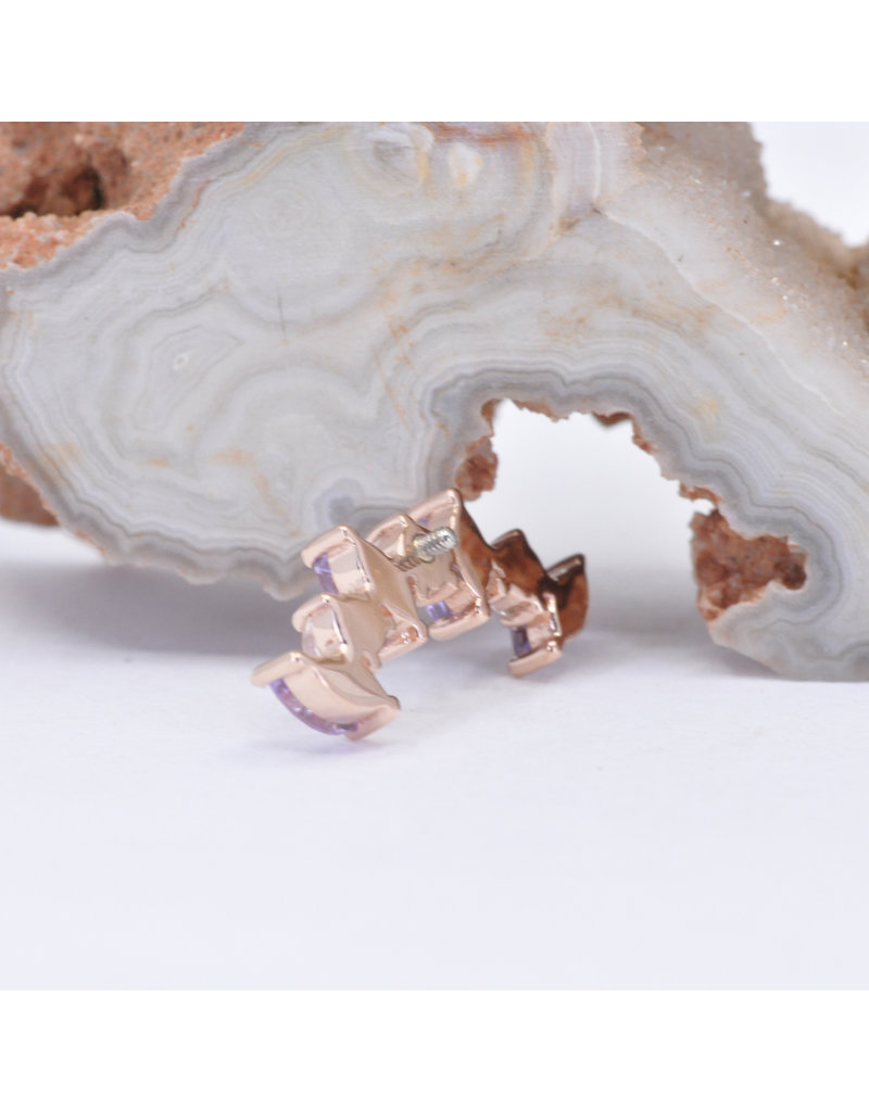 BVLA Sara with Light Amethyst and Rainbow Moonstone Cabochon in 14k Rose Gold 16g Threaded End by BVLA!