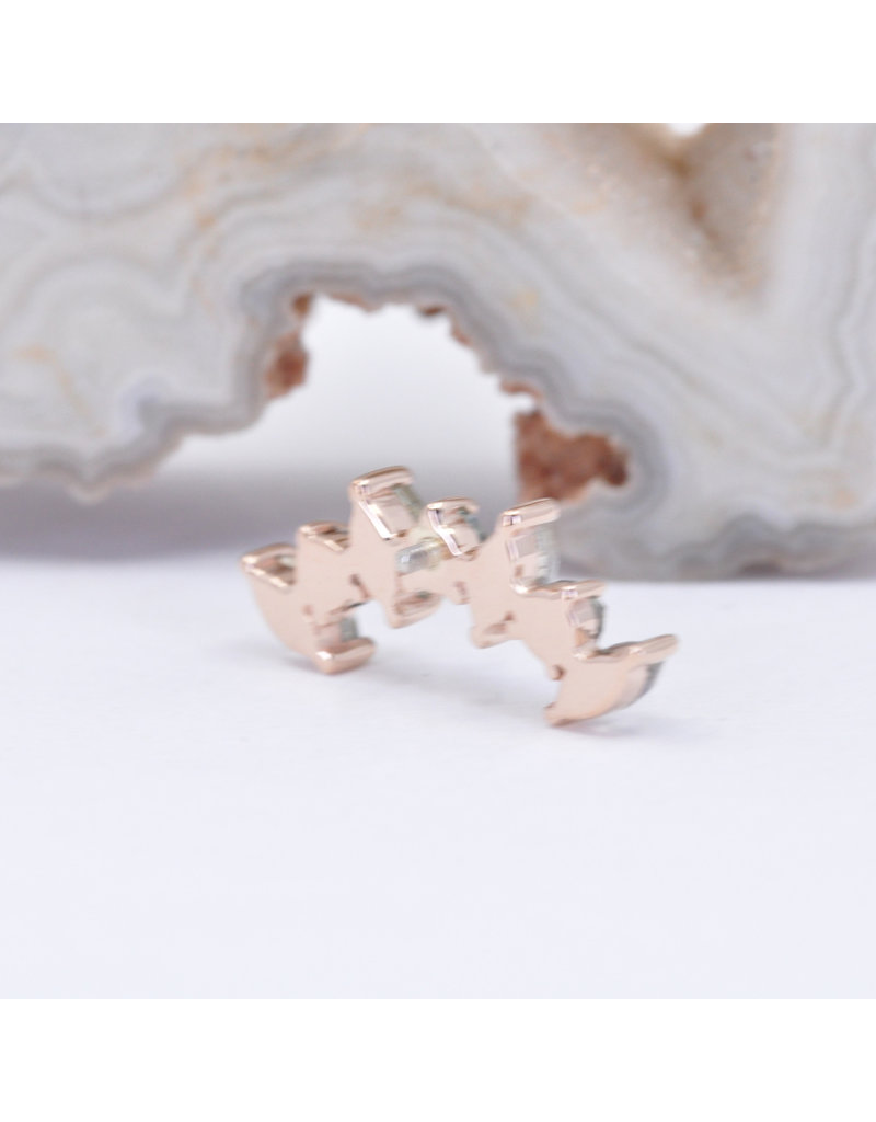 BVLA Sara with Rose Cut Labradorite and Grey Sapphire in 14k Rose Gold 16g Threaded End by BVLA!