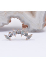 BVLA Sara with Rose Cut Labradorite and Grey Sapphire in 14k Rose Gold 16g Threaded End by BVLA!