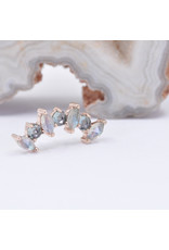 BVLA Sara with Rose Cut Labradorite and Grey Sapphire in 14k Rose Gold 16g Threaded End by BVLA!