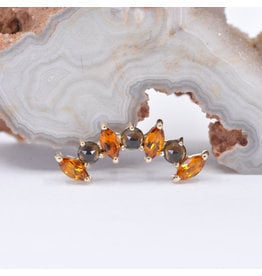 BVLA Sara Citrine & Smoky Quartz Yellow Gold 16g Threaded End