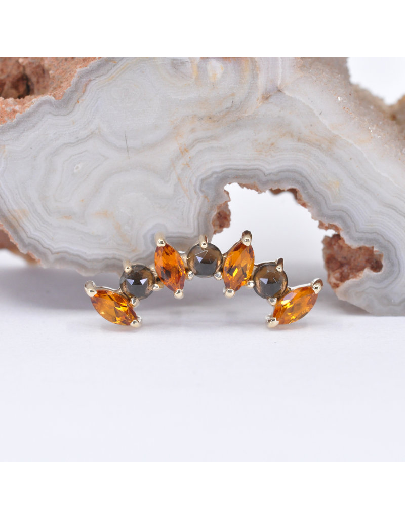 BVLA Sara with Grade AA Citrine and Rose Cut Smoky Quartz in 14k Yellow Gold 16g Threaded End by BVLA!