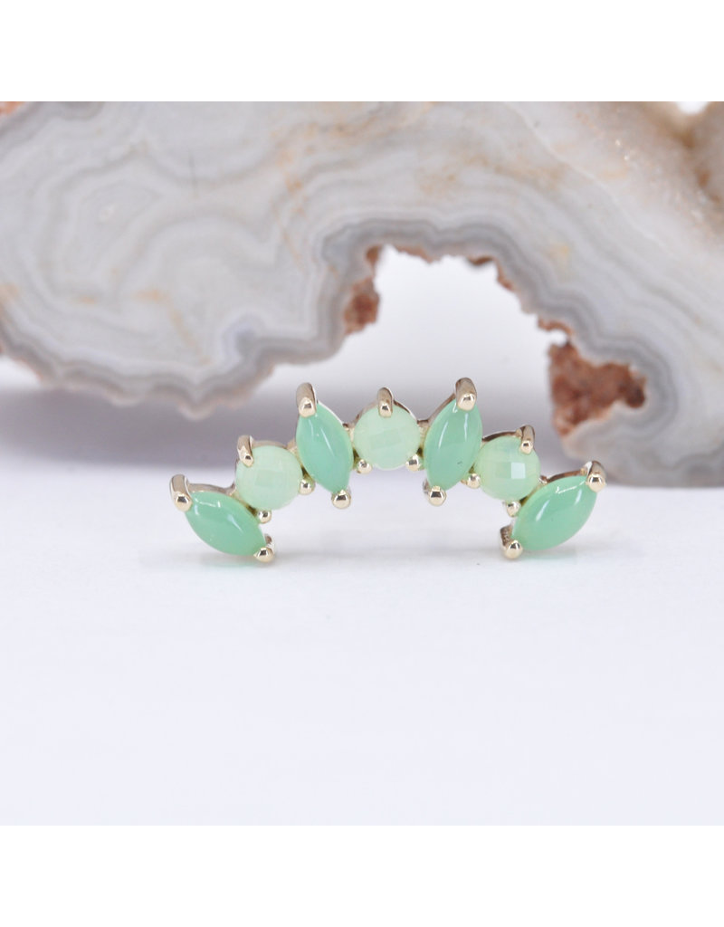 BVLA Sara with Chrysoprase Cabochon and Rose Cut Chrysoprase in 14k Yellow Gold 16g Threaded End by BVLA!