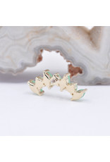 BVLA Sara with Chrysoprase Cabochon and Rose Cut Chrysoprase in 14k Yellow Gold 16g Threaded End by BVLA!