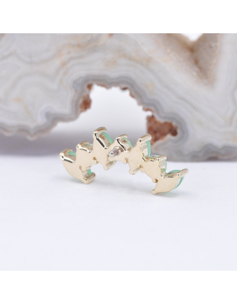 BVLA Sara with Chrysoprase Cabochon and Rose Cut Chrysoprase in 14k Yellow Gold 16g Threaded End by BVLA!