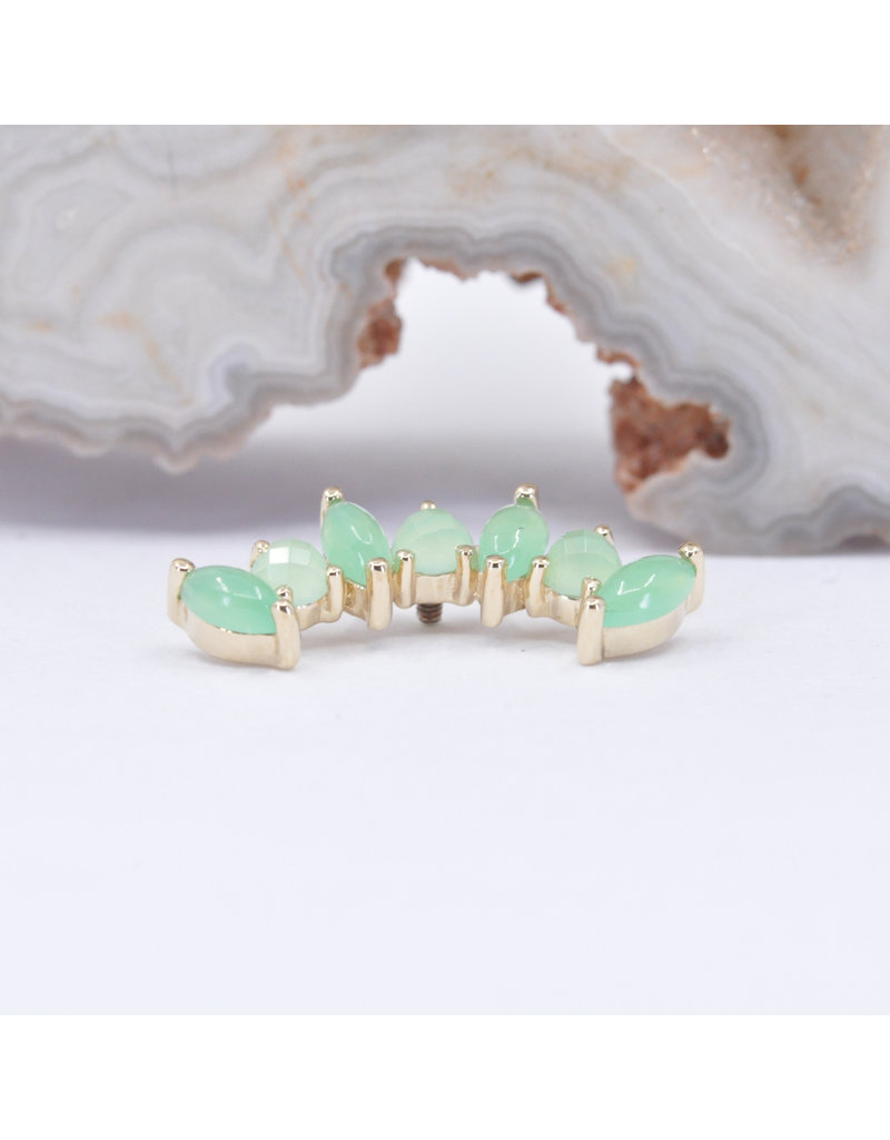 BVLA Sara with Chrysoprase Cabochon and Rose Cut Chrysoprase in 14k Yellow Gold 16g Threaded End by BVLA!