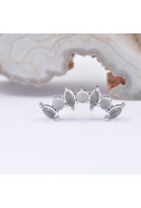 BVLA Sara with Rose Quartz Cabochon and Sandblasted White Moonstone Cabochon in 14k White Gold 16g Threaded End by BVLA!