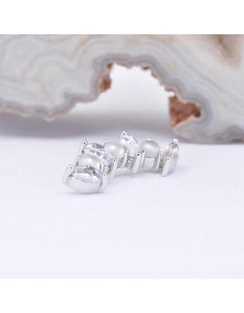 BVLA Sara with Rose Quartz Cabochon and Sandblasted White Moonstone Cabochon in 14k White Gold 16g Threaded End by BVLA!