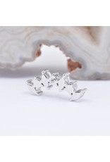 BVLA Sara with Rose Quartz Cabochon and Sandblasted White Moonstone Cabochon in 14k White Gold 16g Threaded End by BVLA!