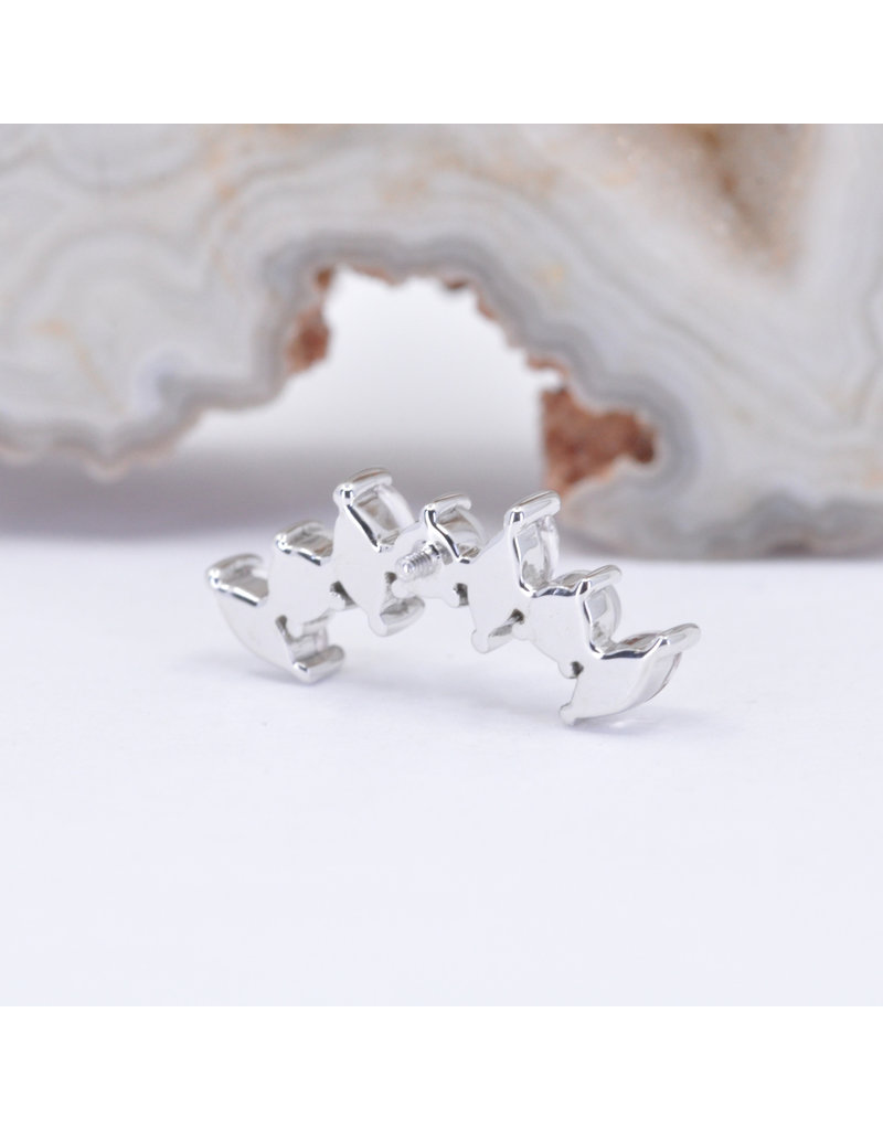 BVLA Sara with Rose Quartz Cabochon and Sandblasted White Moonstone Cabochon in 14k White Gold 16g Threaded End by BVLA!