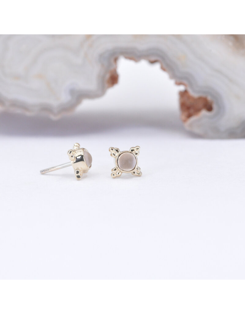 BVLA 5mm Mini Kandy with Sandblasted Rose Quartz in 14k Yellow Gold Threadless Ends