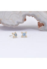 BVLA 5mm Mini Kandy with Sandblasted, Faceted Blue Zircon in 14k Yellow Gold Threadless Ends