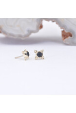 BVLA 5mm Mini Kandy with Sandblasted Onyx Cabochon in 14k Yellow Gold Threadless Ends
