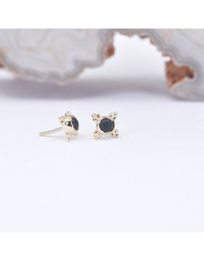 BVLA 5mm Mini Kandy with Sandblasted Onyx Cabochon in 14k Yellow Gold Threadless Ends