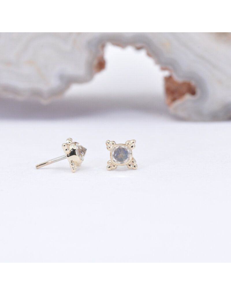 BVLA 5mm Mini Kandy with Reverse Set Rainbow Moonstone in 14k Yellow Gold Threadless Ends